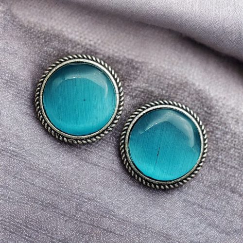 Stone Studs | Silver Look alike Earrings | Partywear Jewelry