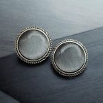 Stone Studs | Silver Look alike Earrings | Unique Partywear Jewelry - "Grey"
