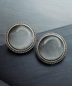 Stone Studs | Silver Look alike Earrings | Partywear Jewelry