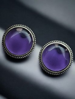 Stone Studs | Silver Look alike Earrings | Partywear Jewelry