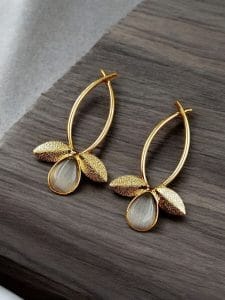 Gold Plated Indian Contemporary Earrings – Perfect for Any Occasion - Color: "Grey"