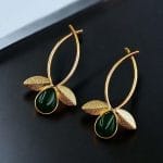 Gold Plated Indian Contemporary Earrings – Perfect for Any Occasion - "Green"