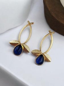 Gold Plated Indian Contemporary Earrings – Perfect for Any Occasion - Color: "Blue"