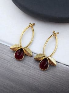 Gold Plated Indian Contemporary Earrings – Perfect for Any Occasion - Color: "Red"