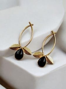 Gold Plated Indian Contemporary Earrings – Perfect for Any Occasion - Color: "Black"