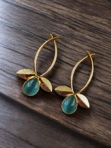 Gold Plated Indian Contemporary Earrings – Perfect for Any Occasion - Color: "Skyblue"