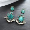 Premium Silver Replica Earrings | Best Monalisa Stones Oxidised Dangler Earring