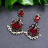 Premium Silver Replica Earrings | Best Monalisa Stones Oxidised Dangler Earring