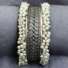 Silver Replica Cuff Bangle in Premium Quality | Best Pearl Work Bracelet