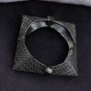 Silver Replica Square Bangle | Oxidized Bracelet | Free Size Kada