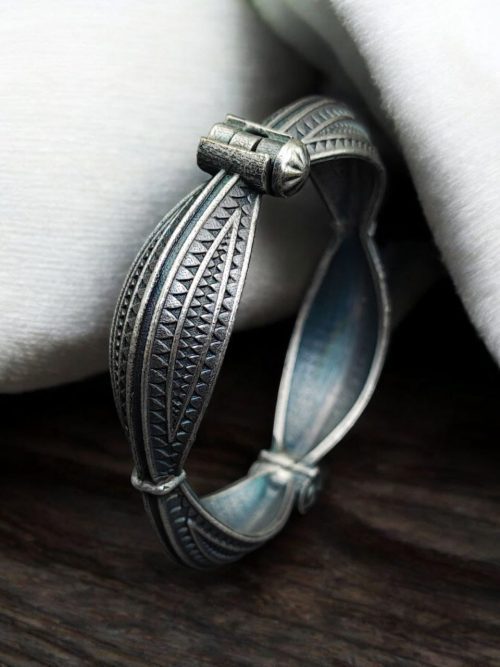 Silver Replica Bangle | Square Bracelet | Best Free Size Openable Kada