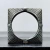 Silver Replica Square Bangle | Oxidized Bracelet | Free Size Kada