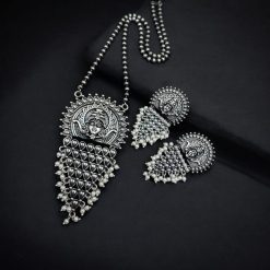 Silver Replica Lord Durga Pendant Set | Unique Navratri Special Necklace