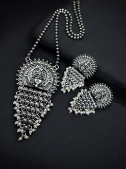 Silver Replica Lord Durga Pendant Set | Unique Navratri Special Necklace