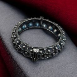 Antique Look Oxidised Kada Bracelet For Girls | Silver Replica Bangle