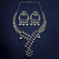 Silver Replica Hasali Necklace | Antique Designer Oxidized Jewelry