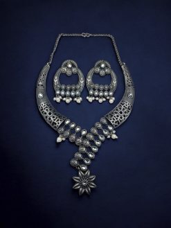 Silver Replica Hasali Necklace | Antique Designer Oxidized Jewelry
