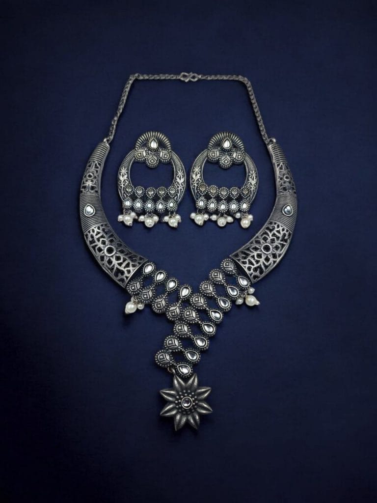 Bulk 500 Silver Replica Hasali Necklace | Antique Designer Oxidized Jewelry