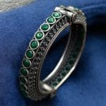 Bulk 276 Antique Silver Replica Bracelet | Unique Silver Look Kada Bangle - "Green"