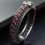 Bulk 274 Antique Silver Replica Bracelet | Unique Silver Look Kada Bangle - "Pink"
