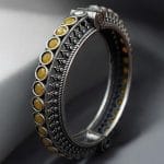 Bulk 284 Antique Silver Replica Bracelet | Unique Silver Look Kada Bangle - "Yellow"