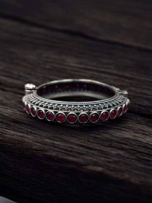 Antique Silver Replica Bracelet | Unique Silver Look Kada Bangle