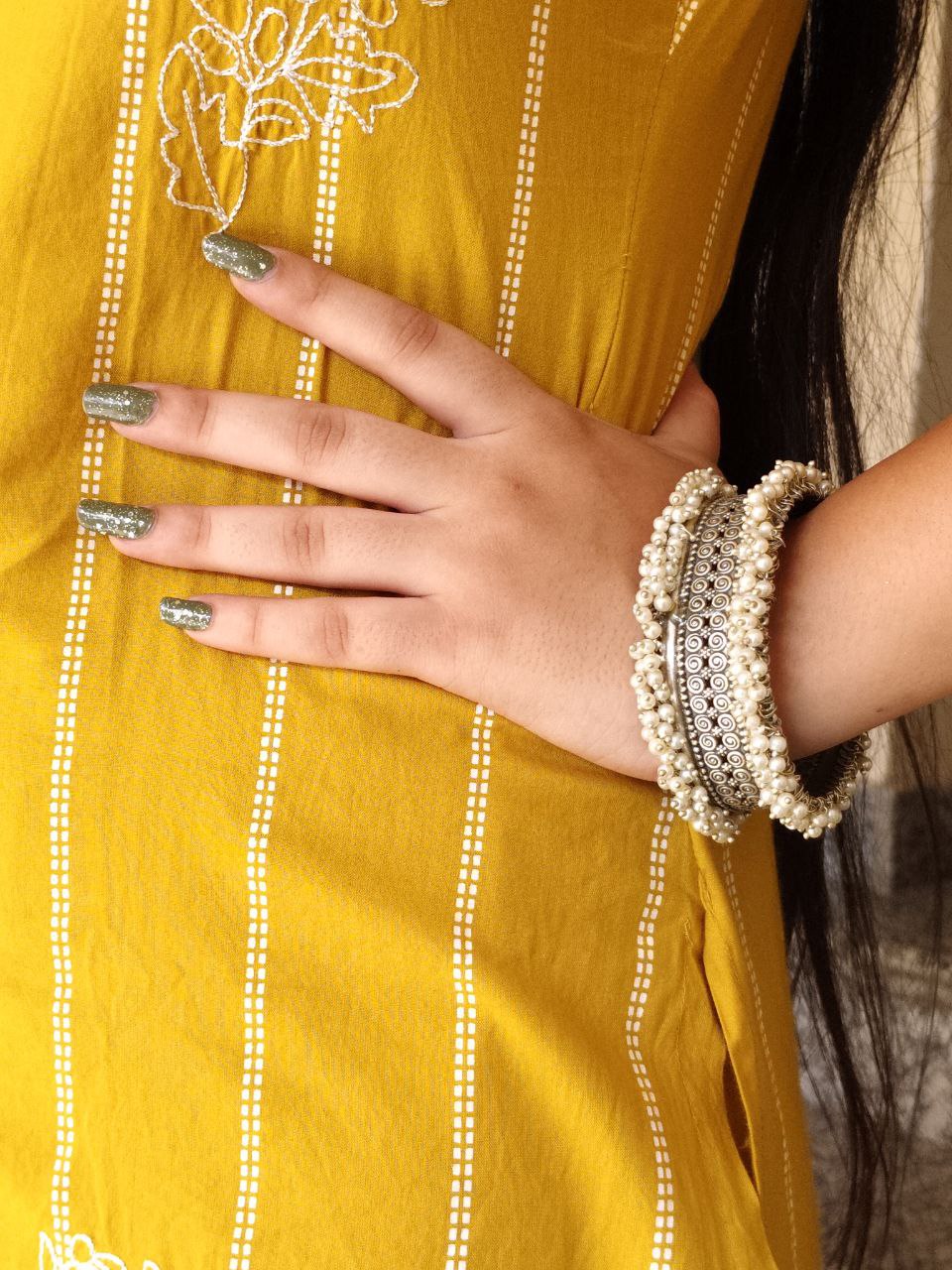 Silver Replica Cuff Bangle in Premium Quality | Best Pearl Work Bracelet 4 Silver Replica Cuff Bangle in Premium Quality | Best Pearl Work Bracelet