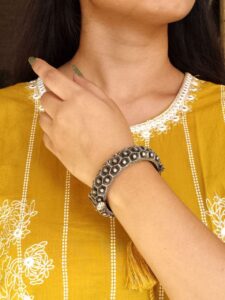 Antique Look Oxidised Kada Bracelet For Girls | Best Silver Replica Bangle