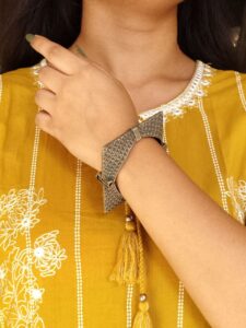 Silver Replica Square Bangle | Oxidized Bracelet | Free Size Kada