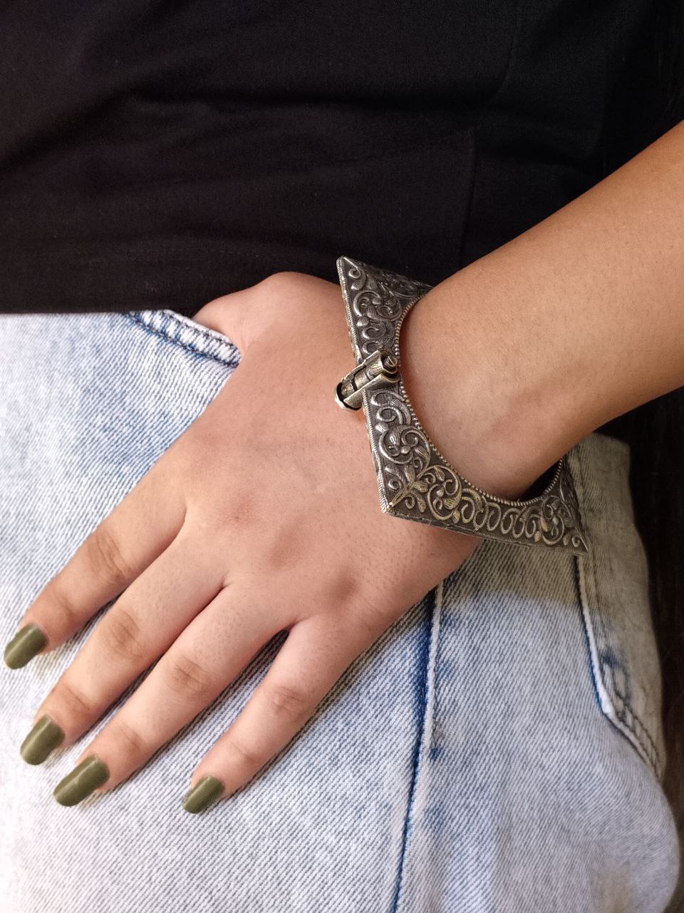 Antique Kada | Silver Replica Bangles | Best Traditional Silver Square Bracelets 4 Antique Kada | Silver Replica Bangles | Traditional Silver Square Bracelets