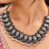 Traditional Oxidised Choker Necklace Set | Best Silver Replica Jewelry 6 Traditional Oxidised Choker Necklace Set | Silver Replica Jewelry