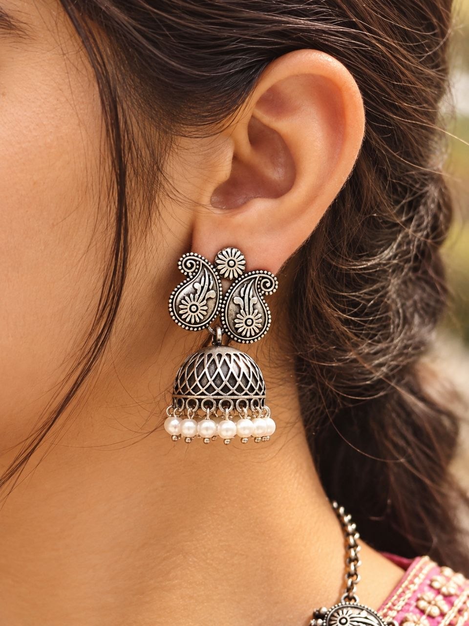 Traditional Oxidised Choker Necklace Set | Best Silver Replica Jewelry 4 Traditional Oxidised Choker Necklace Set | Silver Replica Jewelry