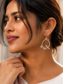 Oxidised Casual Earrings | Designer German Silver Bird Dangler Hook Earring