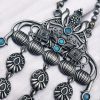 Oxidized Elephant Design Necklace Set | Unique Long Dangler Silver Touch Jewelry