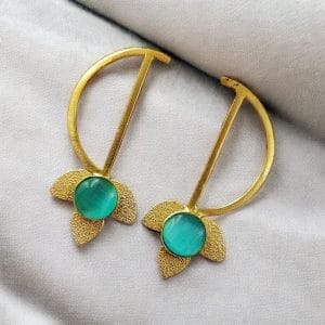 Light Weight Gold Polish Contemporary Earrings | Casual Wear Jewelry - Color: "Skyblue"