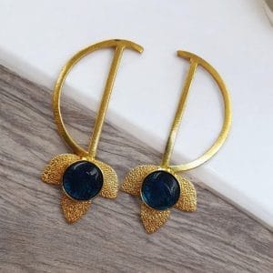 Light Weight Gold Polish Contemporary Earrings | Casual Wear Jewelry - Color: "Blue"