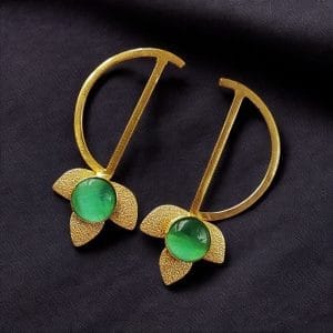 Light Weight Gold Polish Contemporary Earrings | Casual Wear Jewelry - Color: "Mint"