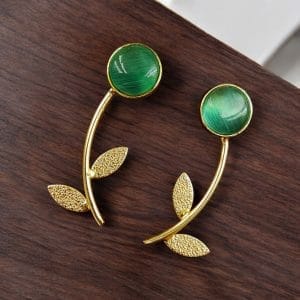 Flower Style Contemporary Earrings | Best Gold-Plated Premium Jewelry - Color: "Mint"