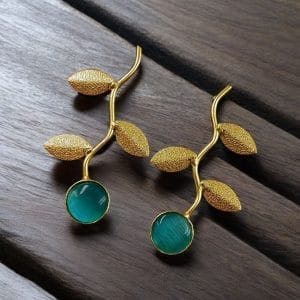 Handmade Gold-Plated Earrings | Unique Contemporary Earrings For Girls - Color: "Aqua"