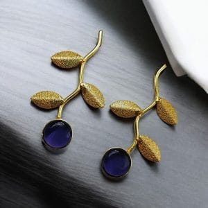 Handmade Gold-Plated Earrings | Unique Contemporary Earrings For Girls - Color: "Amethyst"
