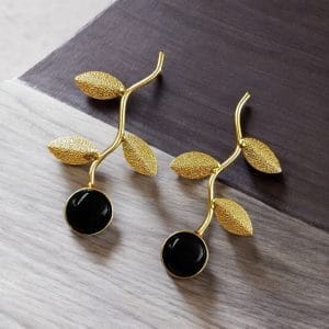 Handmade Gold-Plated Earrings | Unique Contemporary Earrings For Girls - Color: "Black"
