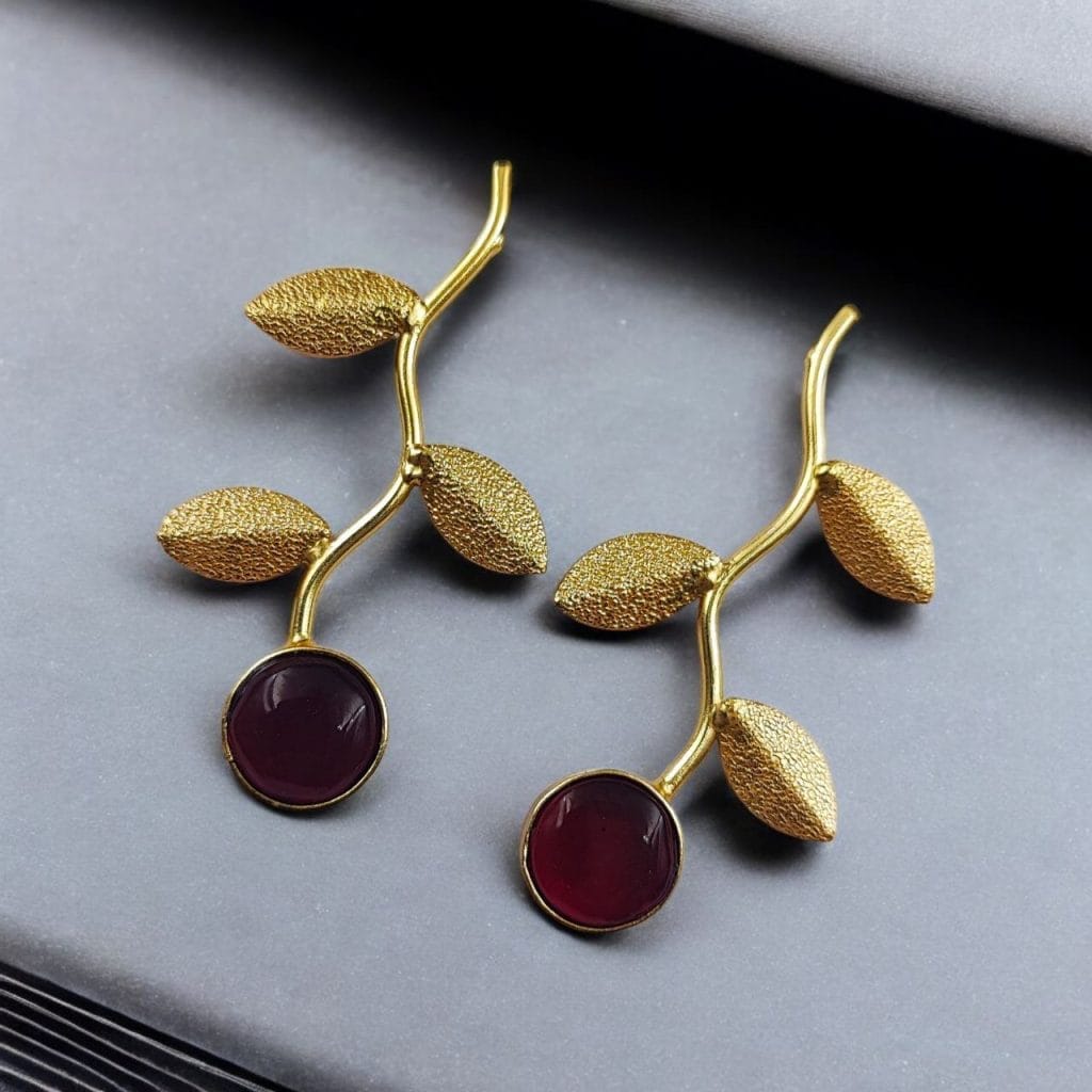 Bulk 428 Handmade Gold-Plated Earrings | Unique Contemporary Earrings For Girls - "Red"