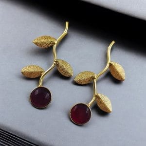 Handmade Gold-Plated Earrings | Unique Contemporary Earrings For Girls - Color: "Red"