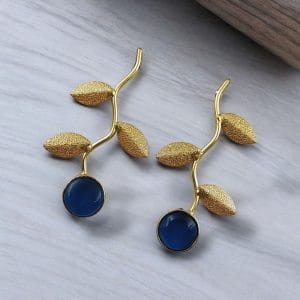 Handmade Gold-Plated Earrings | Unique Contemporary Earrings For Girls - Color: "Blue"