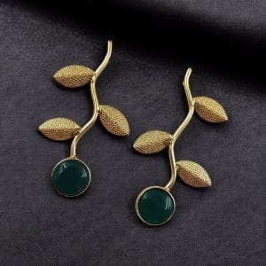 Handmade Gold-Plated Earrings | Unique Contemporary Earrings For Girls - Color: "Green"