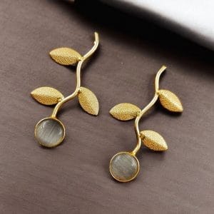 Handmade Gold-Plated Earrings | Unique Contemporary Earrings For Girls - Color: "Grey"