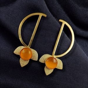 Light Weight Gold Polish Contemporary Earrings | Casual Wear Jewelry - Color: "Yellow"
