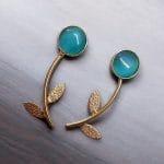 Flower Style Contemporary Earrings | Best Gold-Plated Premium Jewelry - "Aqua"