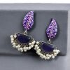 Handmade Painting Earrings with intricate hand-painted designs and silver replica oxidized finish featuring stone embellishments.