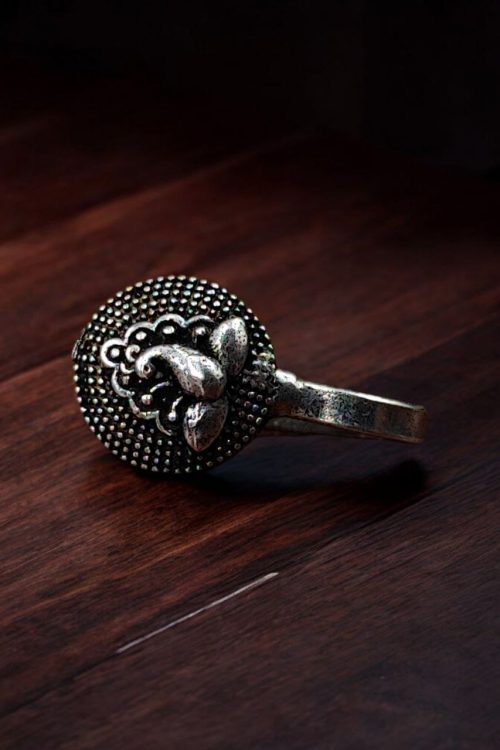 Peacock Nosepin | Unique Oxidised Silver Plated Round Nose-Pins